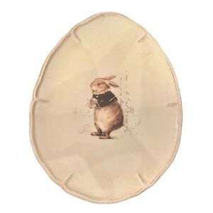MAGENTA French Script Easter Bunny Egg-Shaped Plate